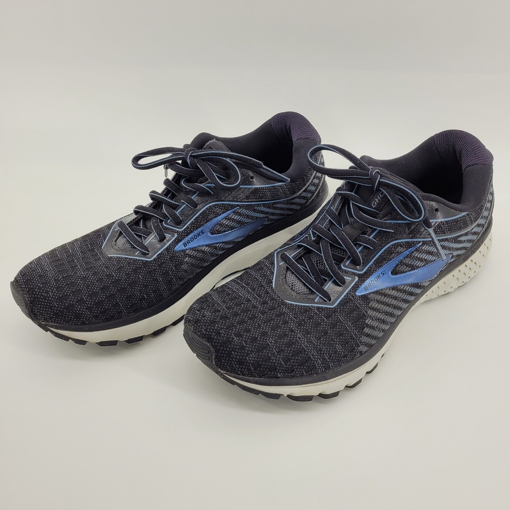 Brooks Ghost 12 Mens Running Athletic Gym Shoes Black Blue Cushion Size 9